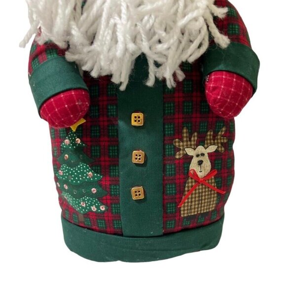 Handcrafted Vtg Christmas Santa Claus 17" Stuffed Fabric Figure Tree Reindeer - Picture 6 of 10